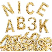 Photo 1 of 37 Pieces Rhinestone Letter Stickers Large Glitter Alphabet Stickers Number Crystal Self Adhesive Stickers Iron on Letters for Clothing Art Crafts DIY Decors (Gold, White) (White,Gold, 36)