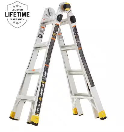 Photo 1 of 18 ft Reach MPXA Aluminum Multi-Position Ladder with Tool Hangers, 300 lbs Load Capacity
