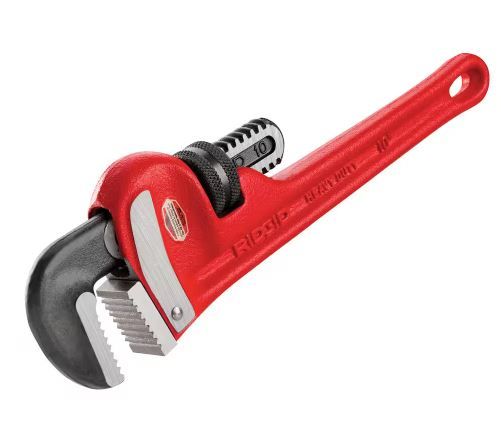 Photo 1 of 10 in. Straight Pipe Wrench for Heavy-Duty Plumbing, Sturdy Plumbing Pipe Tool with Self Cleaning Threads and Hook Jaws
