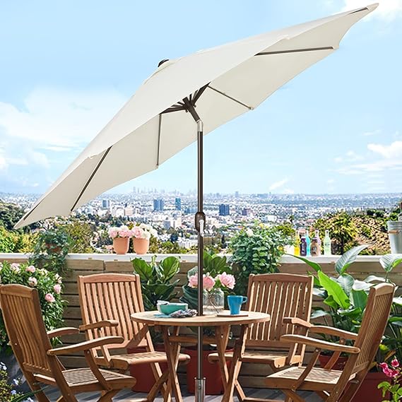 Photo 1 of Blissun 9' Outdoor Patio Umbrella, Outdoor Table Umbrella, Yard Umbrella, Market Umbrella with 8 Sturdy Ribs, Push Button Tilt and Crank