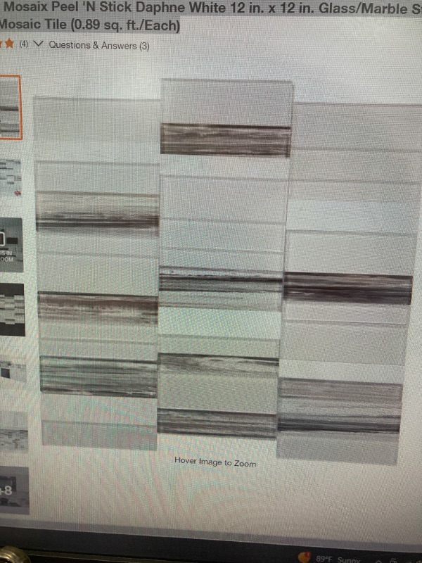 Photo 1 of Xpress Mosaix Peel 'N Stick Daphne White 12 in. x 12 in. Glass/Marble Straight Stack Mosaic Tile (0.89 sq. ft./Each)