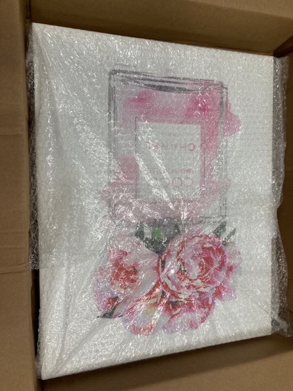 Photo 3 of Stupell Industries Glam Perfume Bottle V2 Flower Silver Pink Peony Stretched Canvas Wall Art, Proudly Made in USA Gallery Wrapped Canvas 16 x 20