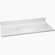 Photo 1 of 43 in. W x 22 in. D Cultured Marble Vanity Top in Solid White with Solid White Basin and 4 in. Faucet Spread