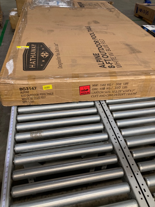 Photo 1 of Hathaway Alpine 8-ft Outdoor Pool Table with Aluminum Frame and Waterproof, UV-Resistant Felt - Includes Accessories, White