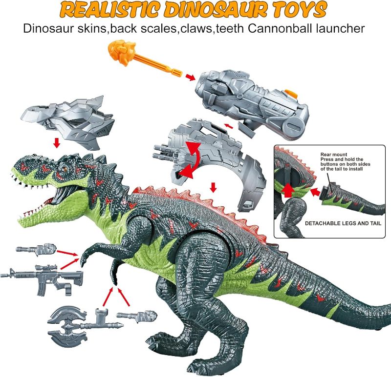 Photo 1 of 
HANMUN Remote Control Dinosaur Walking Dinosaur Toy with Armor Launching Bullets Mist Spray LED Lights Roaring Sound for Boys and Girls Ages 3+