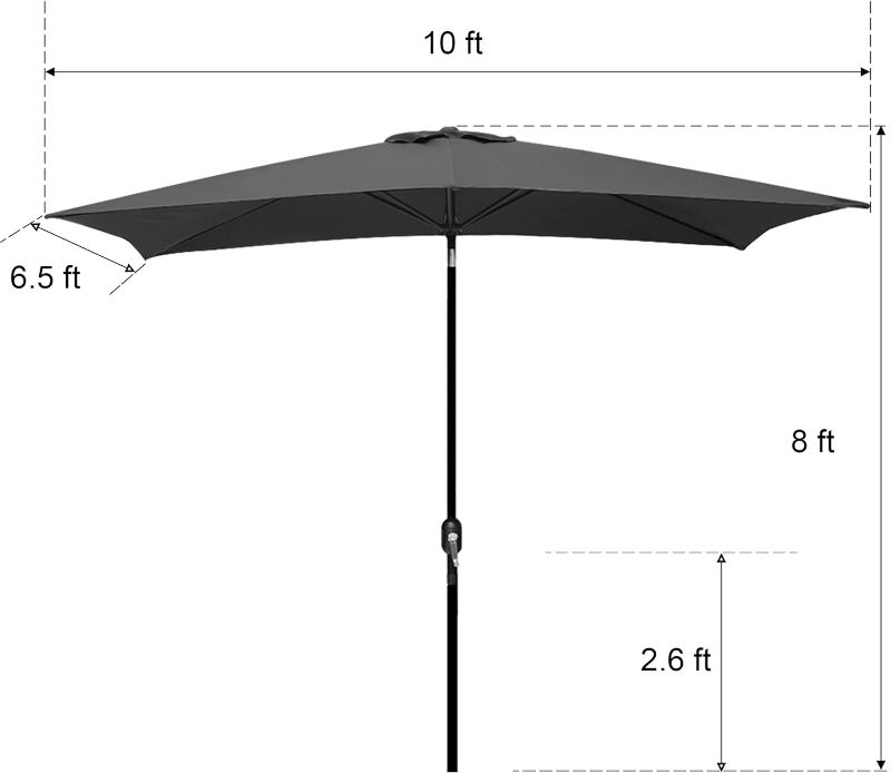 Photo 1 of Blissun 10' Rectangular Patio Umbrella Outdoor Market Table Umbrella with Push Button Tilt and Crank 
