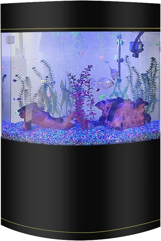 Photo 1 of *BOX 1 OF 3 ONLY THE HOOD* Penn-Plax Water World Luxury Large Bow Front Acrylic Aquarium with Built-in Stand and Storage Top (LM2) – 360° View – Great for Freshwater and Saltwater Fish – 58 Gallons
