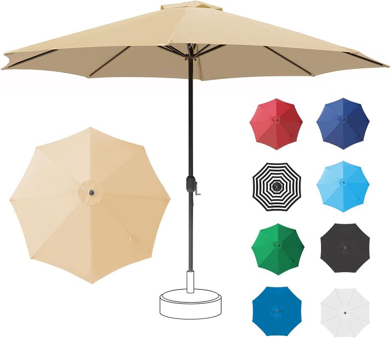 Photo 1 of 11FT Patio Umbrella Outdoor Table Market Umbrella with 8 Sturdy Ribs, UV Protection Waterproof for Garden, Deck, Backyard, Pool,Commercial Street (khaki)
