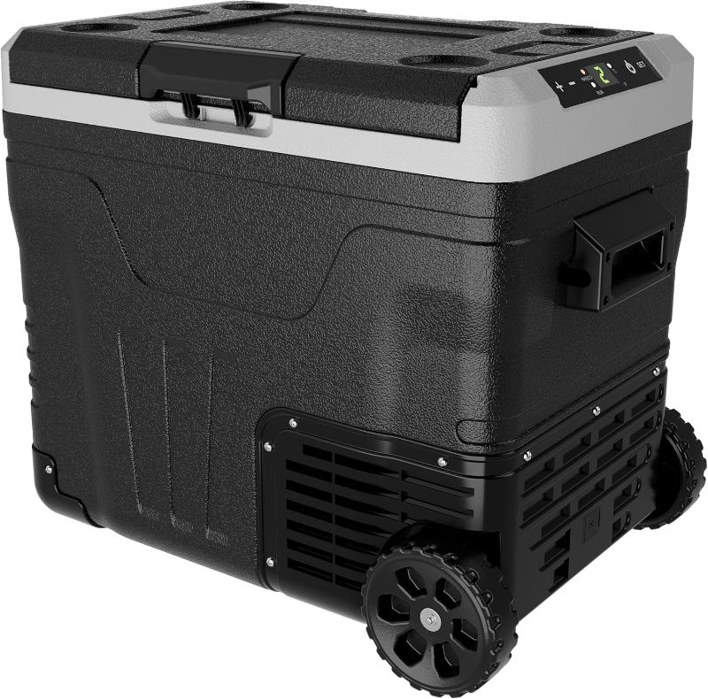 Photo 1 of 12 Volt Refrigerator Portable Fridge - 53 Quart(50L) Electric Cooler Big Zone with 2 Baskets and Wheels, 12V Fridge -4?-68? for Camping, Boating, Truck, RV, Outdoor, Home