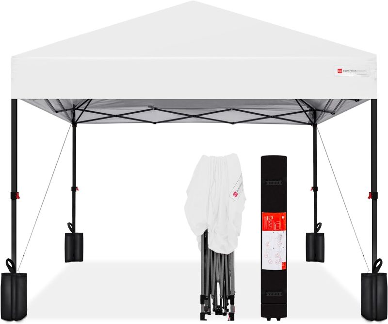 Photo 1 of **PARTS ONLY***Best Choice Products 10x10ft 1-Person Setup Pop Up Canopy Tent Instant Portable Shelter w/ 1-Button Push, Case, 4 Weight Bags - White
