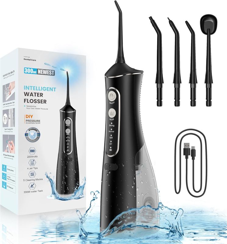 Photo 1 of ?2024 Latest Version Water Dental Flosser Teeth Cleaner Picks - 4 Modes Waterpik Oral Irrigator, Rechargeable Cordless IPX7 Waterproof Electric Waterflosser Portable 300ML Flossing for Teeth Cleaning
