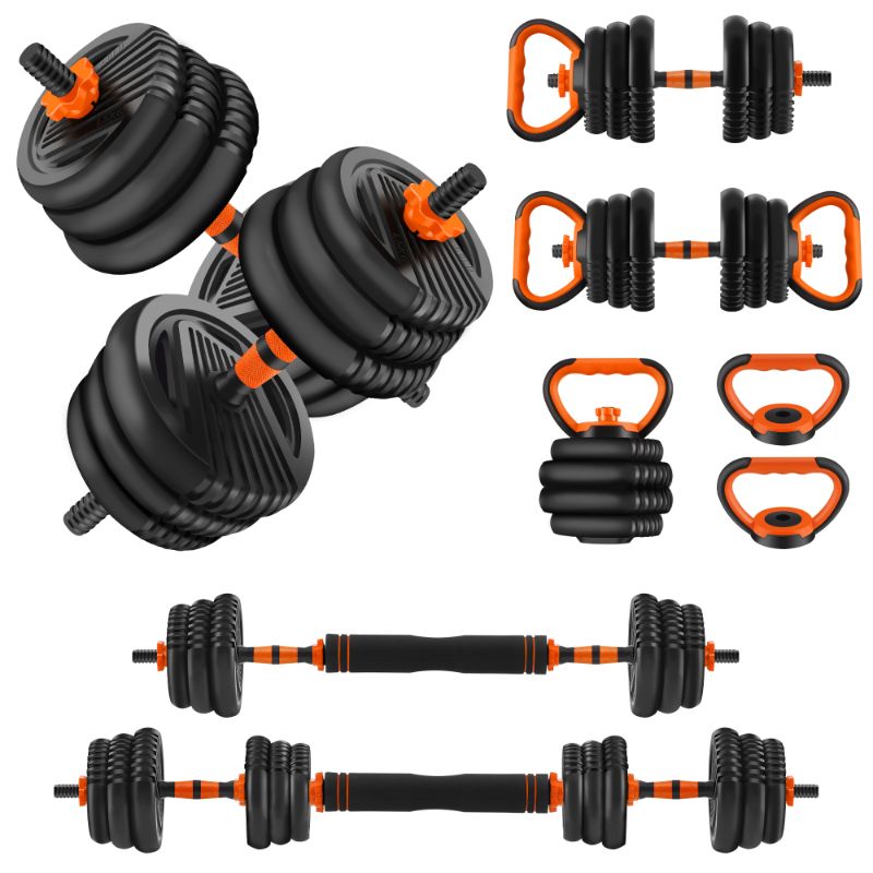 Photo 1 of ***Parts only**FIXTECH 55 Lbs Adjustable Weight Dumbbell Set - Premium Home Gym Equipment with Dumbbell, Barbell, Kettlebell, Push-Up Modes, Orange
