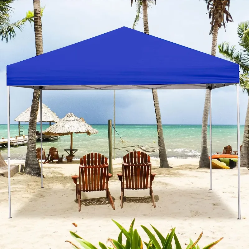 Photo 1 of GVDV Canopy Tent, 10x10 ft Easy Pop up Outdoor Canopy Tent, Portable Straight Leg Gazebo Instant Canopy, Blue
