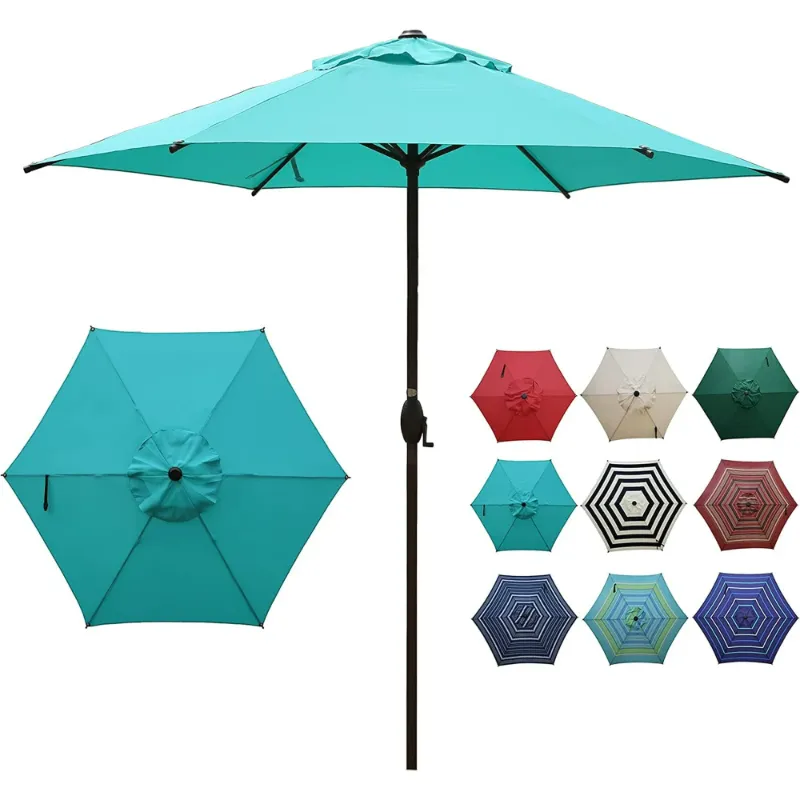 Photo 1 of Abba Patio 11ft Outdoor Patio Umbrella w/ Push Button Tilt and Crank, 8 Ribs, Turquoise
