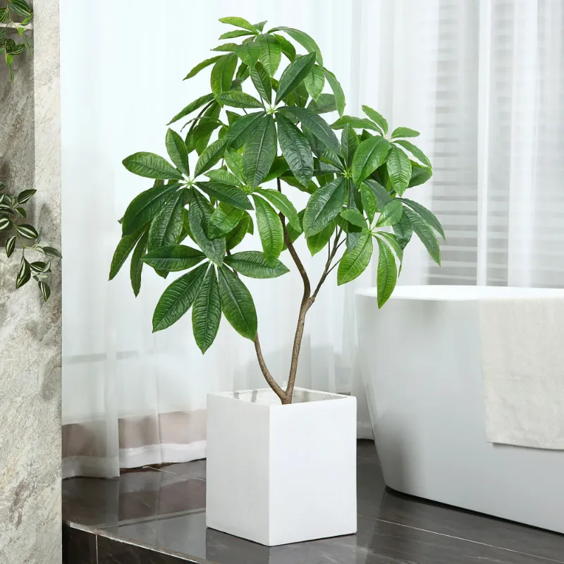 Photo 1 of 4ft Artificial Plants Pachira Aquatica Money Tree, Fake Plastic Money Plant, Pre Potted Faux Greenry Plant for Home Decor Office House Living Room Indoor Outdoor
