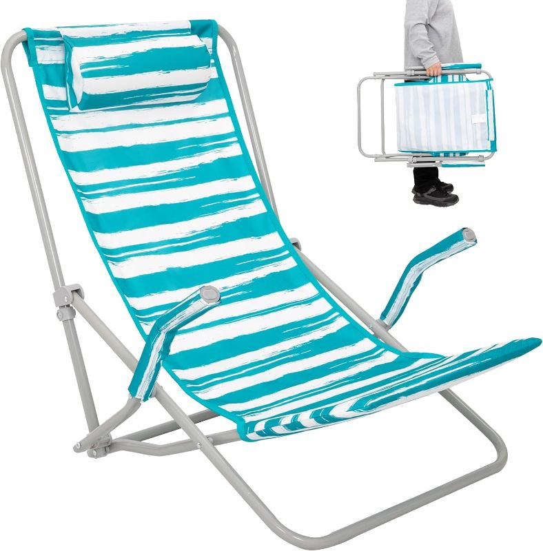 Photo 3 of #WEJOY Beach Chair for Adults High Back Low Folding Camping Chair Portable Lightweight with Headrest for Camping, Travel, Concert, Lawn, Festival, Support 265lbs