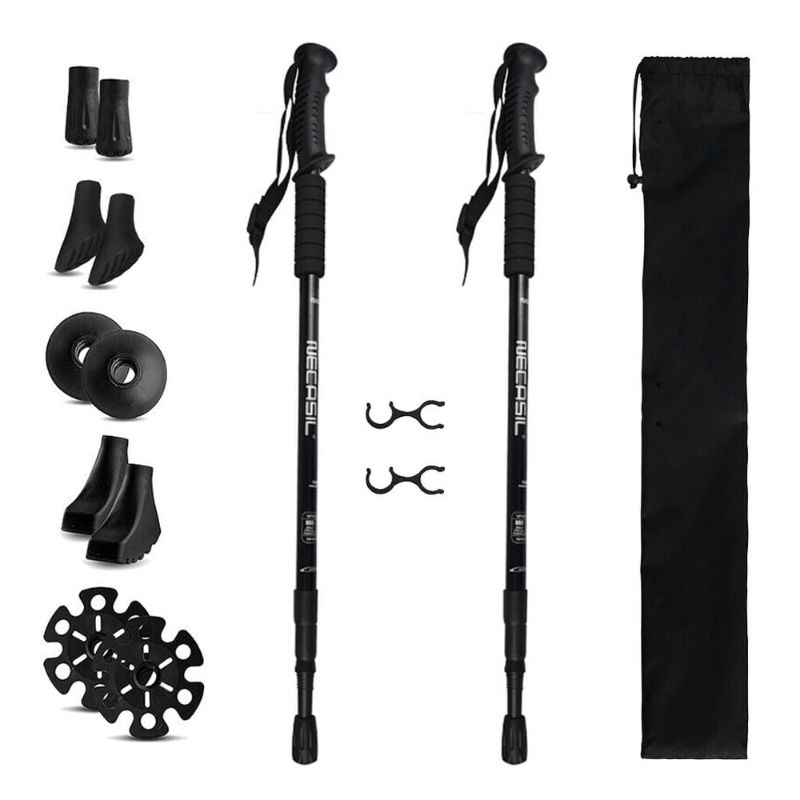 Photo 1 of IC ICLOVER Pair 2 Trekking Walking Hiking Sticks Poles Quick Lock Adjustable Alpenstock 25.5" to 64.9" for All Heights, Durable & Lightweight Aluminum