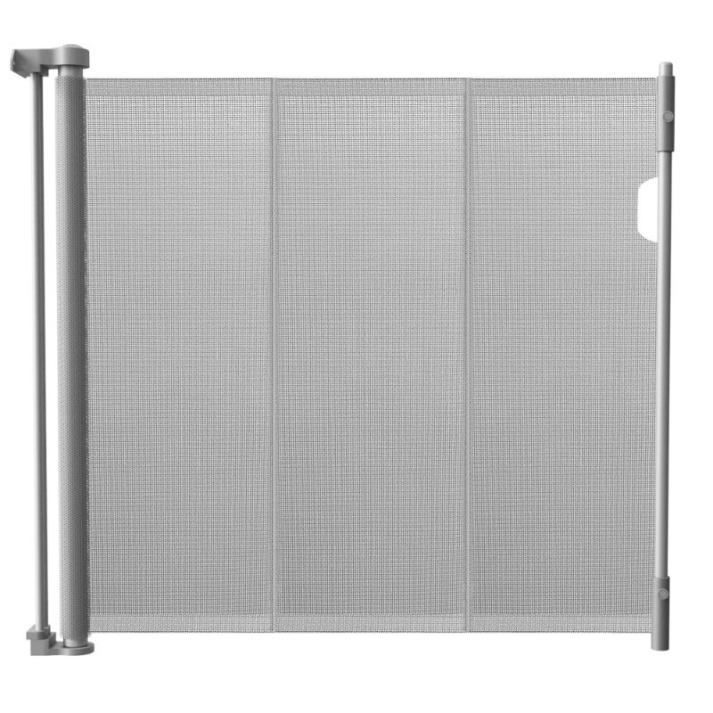 Photo 1 of Vomeast Upgrade Retractable Baby Gates,Extends to 60" Width Extra Wide Baby Gates,Durable Mesh Dog Gate for Doorways Stairs Hallways(Grey)
