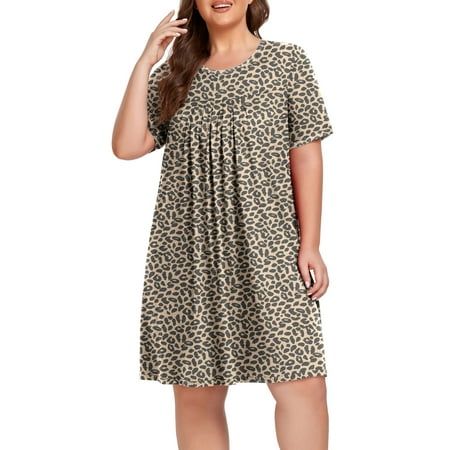 Photo 1 of Cueply Women S Plus Size Nightgown Short Sleeve Sleepshirt Crewneck Nightshirt Nightdress 1X-4X
