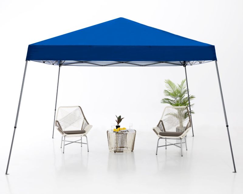 Photo 1 of ABCCANOPY 10ft x 10ft Base/8ft x 8ft Top Outdoor Pop Up Slanted Leg Canopy Tent,Blue
