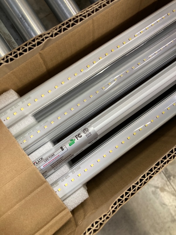 Photo 3 of 10-Pack 8ft LED Shop Light Fixture - 90W T8 Integrated LED Tube Light - 6500K 12000LM V-Shape Linkable - High Output - Clear Cover - Plug and Play - 270 Degree Lighting for Garage, Shop, Barn
