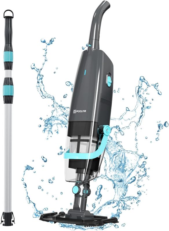 Photo 1 of Cordless Handheld Pool Vacuum, Rechargeable Pool Cleaner with Powerful Suction for Above Ground Pools, Spas, Hot Tubs, 60 Mins Runtime, Perfect for Cleaning Leaves, Dirt and Sand & Silt, Black
