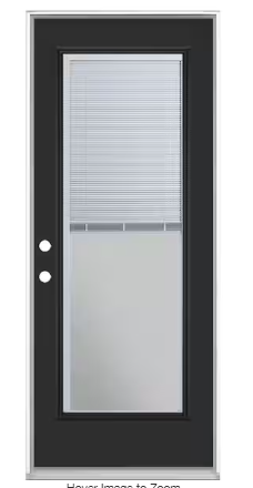 Photo 1 of 32 in. x 80 in. Full Lite Mini Blind Right-Hand Inswing Painted Steel Prehung Front Exterior Door No Brickmold
