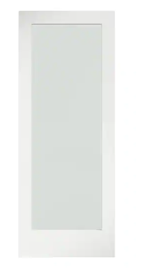 Photo 1 of 36 in. x 80 in. x 1-3/8 in. 1-Lite Solid Core Frosted Glass Shaker Primed Wood Interior Door Slab
