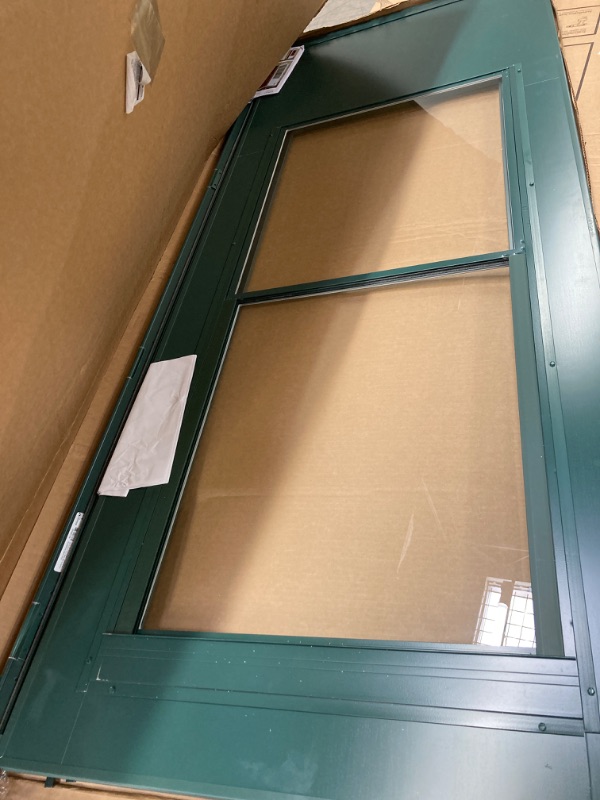 Photo 1 of 400 Series 32 in. x 80 in. Forest Green Universal 3/4 Light Retractable Aluminum Storm Door with Nickel Hardware