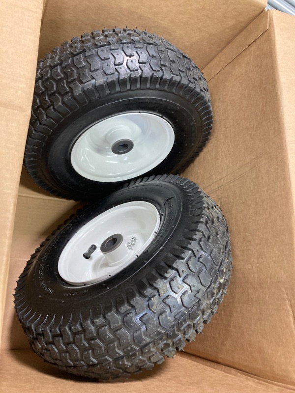 Photo 2 of  Lawn Mower Tires with Rim, 16x6.5-8" Tubeless Tractor Tires, 2-Pack Tire and Wheel Assembly, Turf Pneumatic Tires, 3" Offset Hub, 3/4" Bushing Size, 16 PCS Adapters for Riding Mower Lawn Tractor