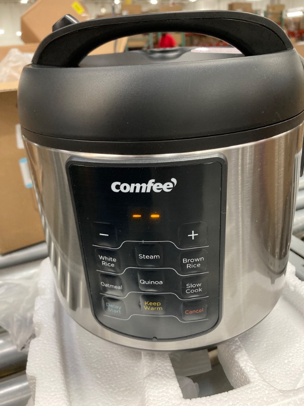 Photo 2 of COMFEE' Compact Rice Cooker, 6-in-1 Stainless Steel Multi Cooker, Slow Cooker, Steamer, Saute, and Warmer, 2 QT, 8 Cups Cooked(4 Cups Uncooked), Brown Rice, Quinoa and Oatmeal, 6 One-Touch Programs Basic_4 Cups Uncooked