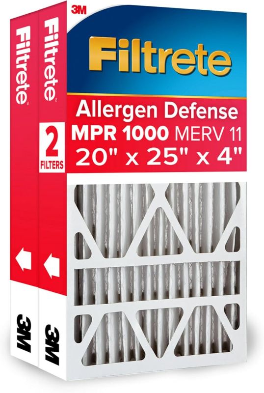 Photo 1 of 
Roll over image to zoom in


Filtrete 20x25x4 Air Filter, MPR 1000, MERV 11, Allergen Defense 12-Month Deep Pleated 4-Inch Air Filters, 2 Filters

