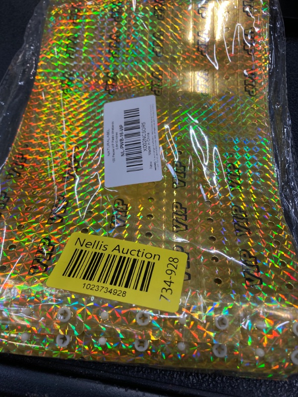 Photo 2 of 100 Pieces VIP Plastic Wristbands Holographic Gold Party Wristbands for Events Vinyl Wristbands for Club Party Bracelets for Concerts Arm Bands for Fair Waterproof Durable Wrist Bands