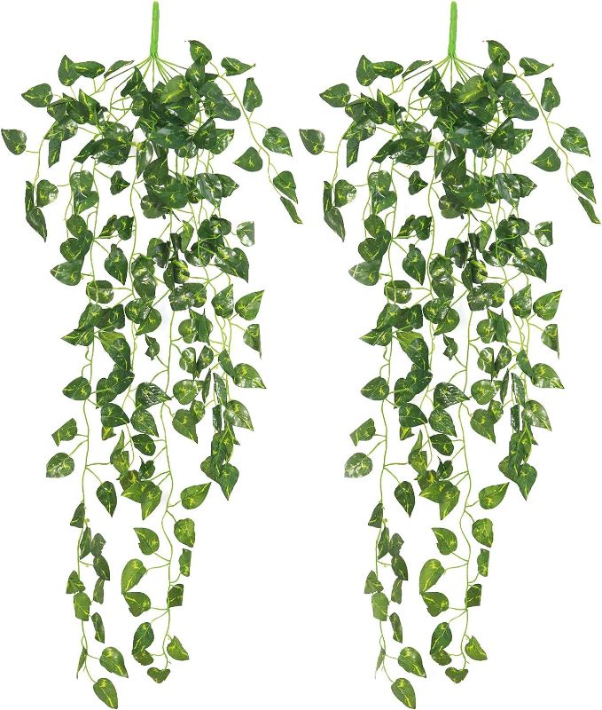 Photo 1 of 90 CM Money Ivy Vine Artificial Plants Greeny Chain Wall Hanging Leaves for Home Room Garden Wedding Garland Outside Decoration Pack of 2