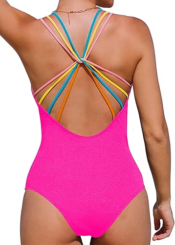 Photo 1 of Hilinker Women's One Piece Swimsuit Spaghetti Strap Textured Cutout Bathing Suit - Medium