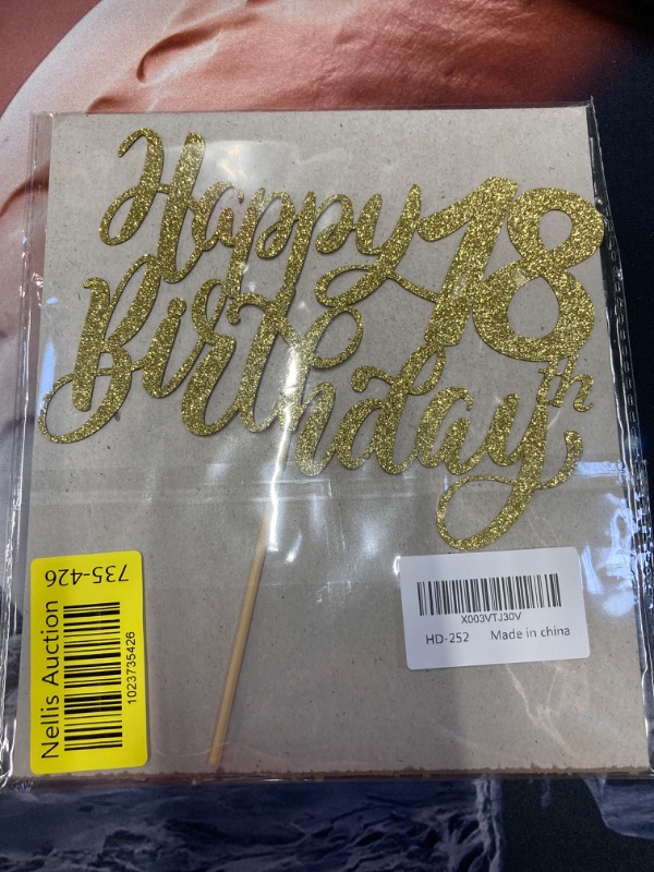 Photo 2 of 1 Pack Gold 18th Happy Birthday Cake Topper