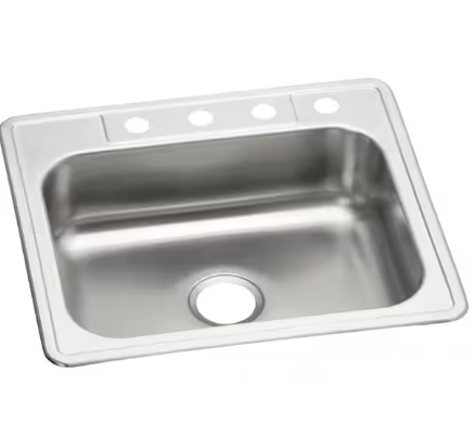 Photo 1 of 25 in. Drop in Single Bowl 22 Gauge Stainless Steel Kitchen Sink
