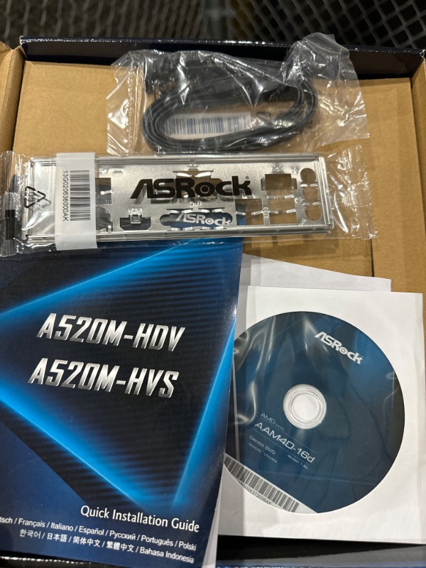 Photo 1 of ASRock A520M-HDV Supports AMD AM4 Socket Ryzen™ 3000, 4000 G-Series and 5000 and 5000 G-Series Desktop Processors Motherboard, 32 GB memory storage