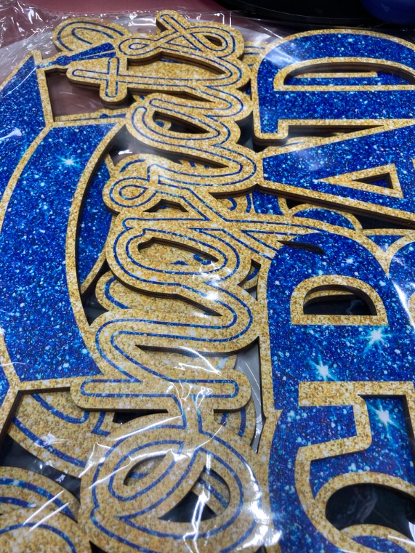 Photo 1 of Blue and Gold Graduation Decorations Class of 2024 Wooden Signs 2PCS Blue Gold Graduation Photo Booth Props Congrats Grad Wooden Signs for College High School Party Supplies