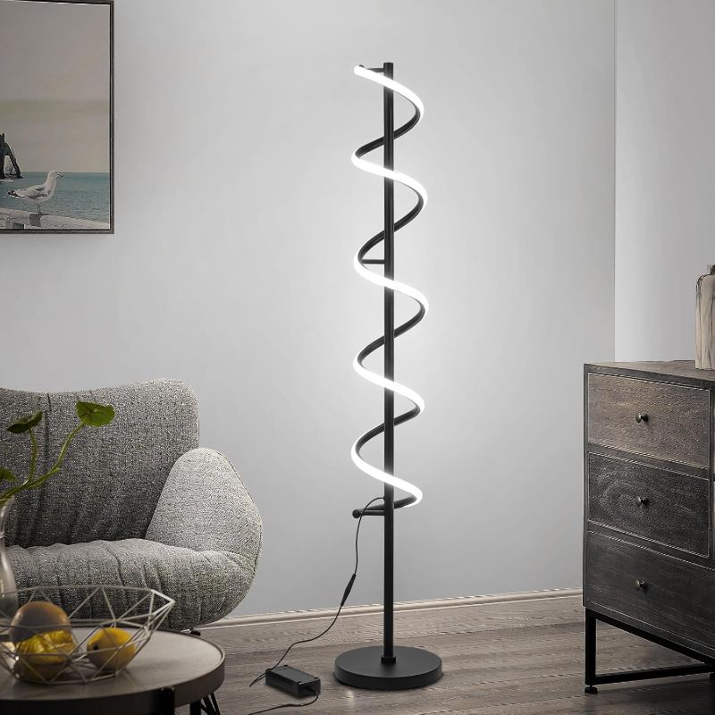 Photo 1 of Floor Lamps for Living Room with Remote, 50" Led Corner Lamp 3 Color Dimmable Standing Lamp with Timer, Modern Spiral Floor Lamp for Living Room Bedroom Office