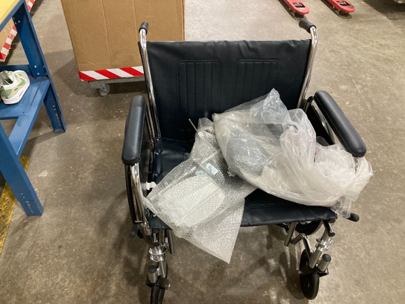 Photo 2 of ***OUT OF BOX*** Medline Excel Extra-Wide Wheelchair with 24" Seat, Full-Length Arms, Elevating Leg Rests, and Chrome Frame - Bariatric, Premium Mobility Aid for Enhanced Comfort and Durability Elevating Legrest