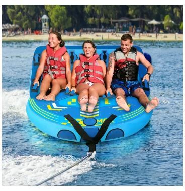 Photo 1 of ***(USED)***
Maxkare 3 Person Inflatable Towable Tube for Boating, Waterskiing with EVA Foam Seat Pads-Blue