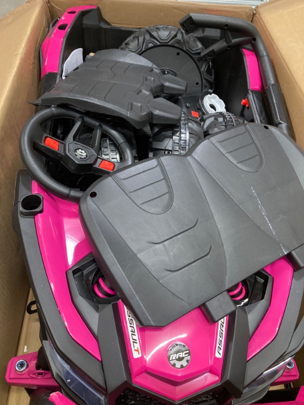 Photo 2 of 12V 7AH Ride On UTV, Battery Powered Electric Vehicle w/Remote Control, Spring Suspension, LED Lights, Horn, Music, 2 Doors, Ride On Truck Car for Kids, Pink