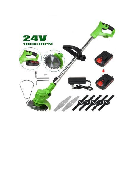 Photo 1 of 24V 650W Lawn Mover Electric Grass Trimmer Cordless W/2 Batteries, Battery Weed Eater, Electric Weed Wacker, Lawn Mower Cordless Pruning Cutter Weed Wacker Garden Trimming Tool