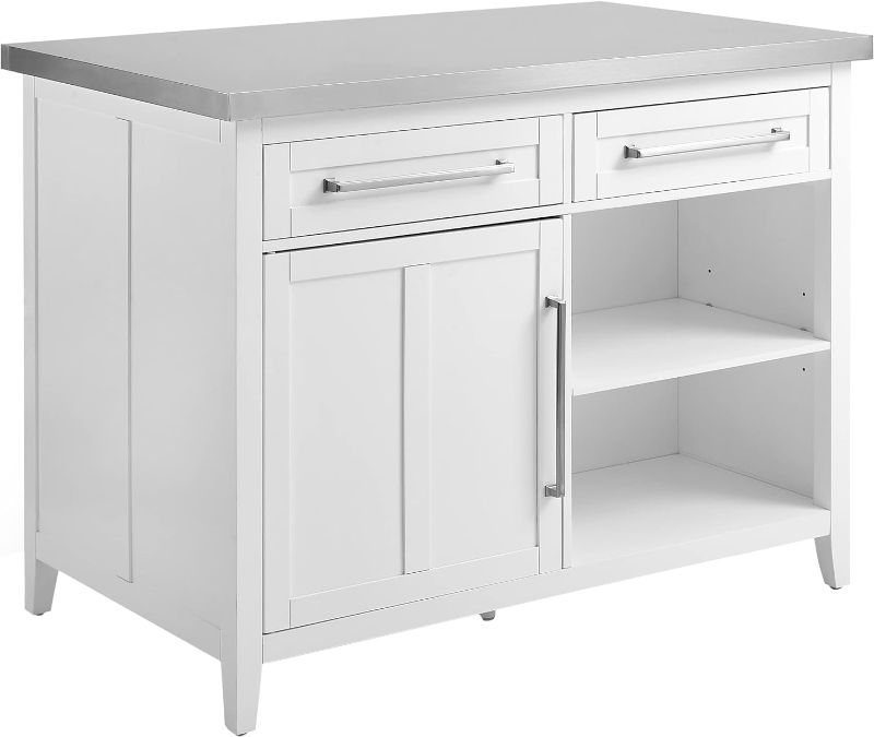 Photo 1 of Crosley Furniture Silvia Kitchen Island with Stainless Steel Top, White