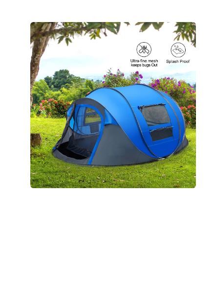 Photo 1 of 4 Person Pop Up Tents for Camping, CoPedvic Waterproof Instant Family Tents Upgraded Large Size with 2 Doors, Blue