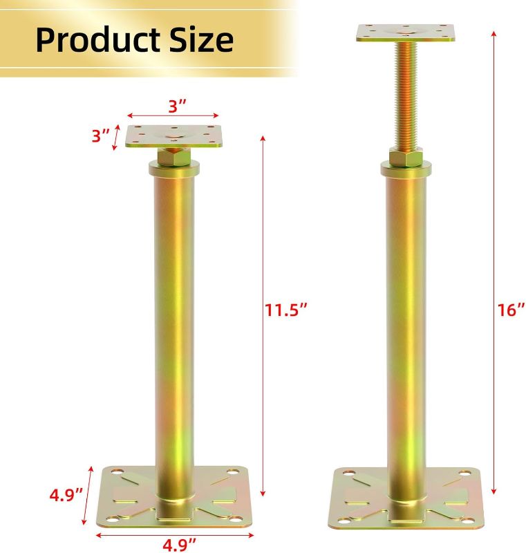 Photo 1 of 4 Pack House Jacks for Leveling Adjustable Floor Jack Post Floor Jack for House Foundation Jacks for Leveling Telescoping Jack for Temporary Support Adjustable Range 11 inch - 16 inch
Brand: IRENPORU