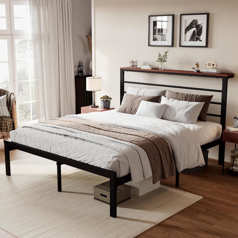 Photo 1 of 
SHA CERLIN Full Size Bed Frame with Headboard Shelf, Heavy Duty Platform Bed Frame with Strong Metal Foundation, No Box Spring Needed, Brown
Visit the SHA CERLIN Store