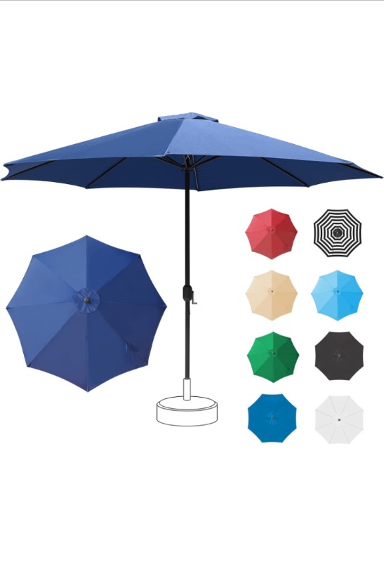 Photo 1 of Mansader 11FT Patio Umbrella Outdoor Table Market Umbrella with 8 Sturdy Ribs, UV Protection Waterproof for Garden, Deck, Backyard, Pool,Commercial Street (Navy Blue) https://a.co/d/aJmbaXA