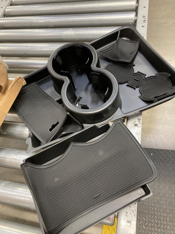 Photo 1 of BestEvMod for Rivian R1T & Rivian R1S Armrest Storage Box and Cup Holder Lower Center Console Organizer Tray 2PCS with PVC Trim Compatible with Rivian R1T/R1S 2022-2025 Accessories (2PCS Black)